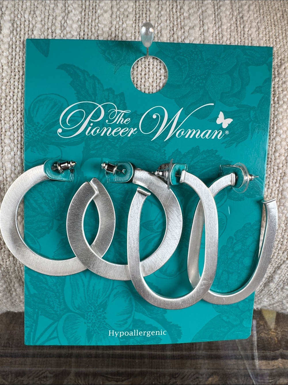 0658-The Pioneer‎ Woman Silver Hoop Earring Trio - Matte Silver